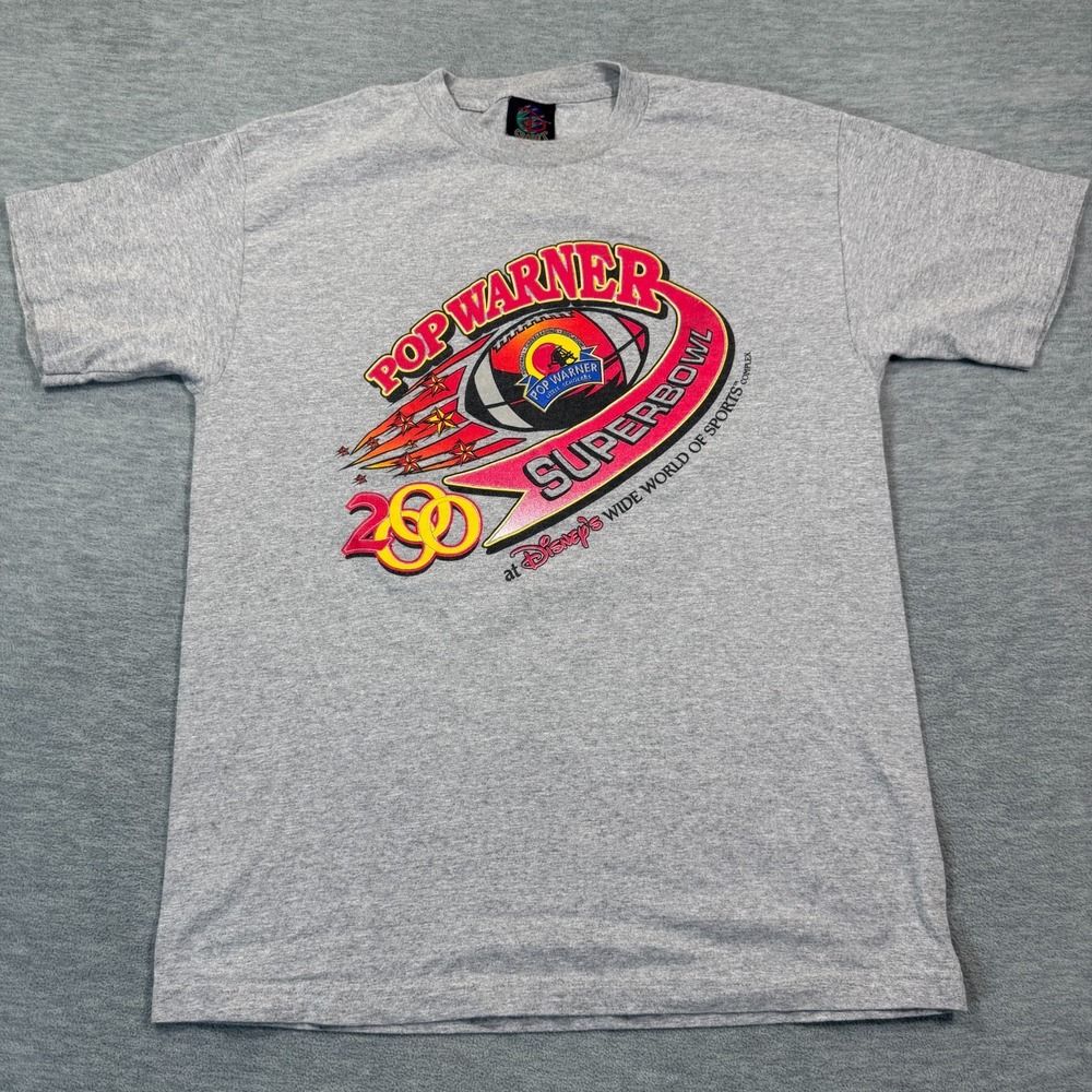 Disney Shirt Men Large Gray 2000 Pop Warner Super Bowl Sports Football Graphic
